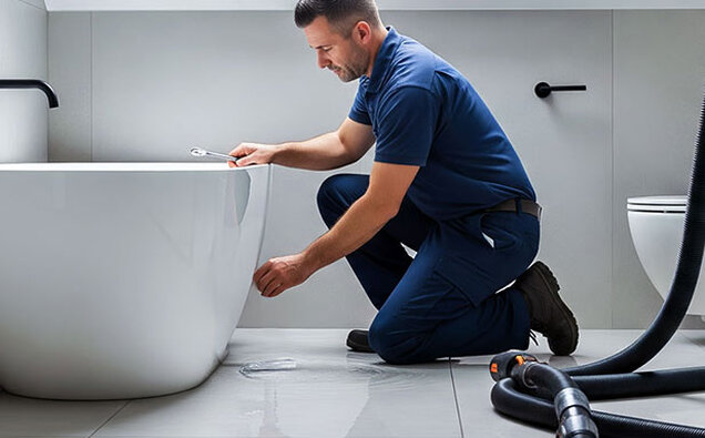 Plumber Fixing Tub